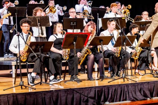 School bands compete in Jazz Festival TJ4 The Lenape Valley Regional High School Jazz Ensemble performs. (Photo by Sammie Finch)
