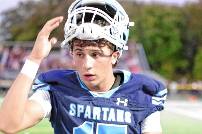 Football roundup: High Point remains undefeated <b>Sparta quarterback Shane Hoover up close. He passed for 253 yards.</b>