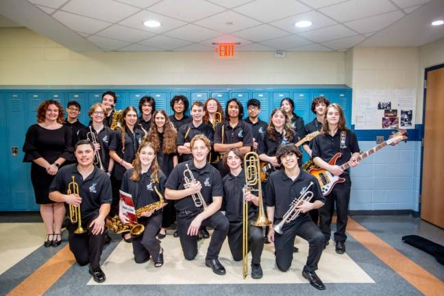 Members of Kittatinny Regional High School’s The K-Train pose. (Photo by Sammie Finch)