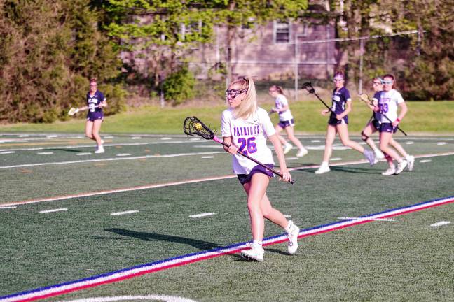 Patriots win 2 silvers in H/W/S Championships Lenape Valley's Kendra Smith carries the ball with her crosse. She scooped up one ground ball.