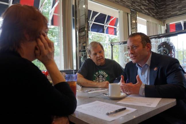 U.S. Rep. Josh Gottheimer gets a cup of coffee with residents in Andover at his “Cup of Joe with Josh” Town Hall on Oct. 8, 2019.