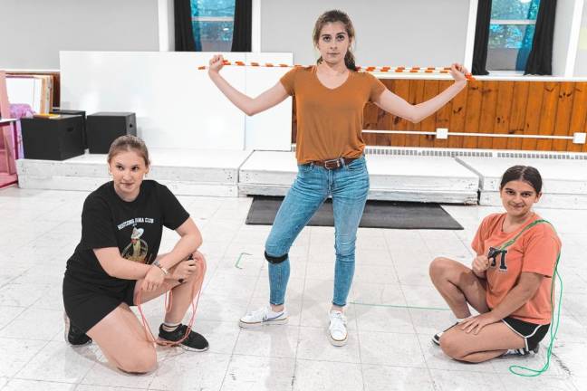 ‘Legally Blonde’ at SCCC through today <b>From left, Katie Colgan, Olivia Tomlin and Marley Lane rehearse ‘Whipped Into Shape.’</b>