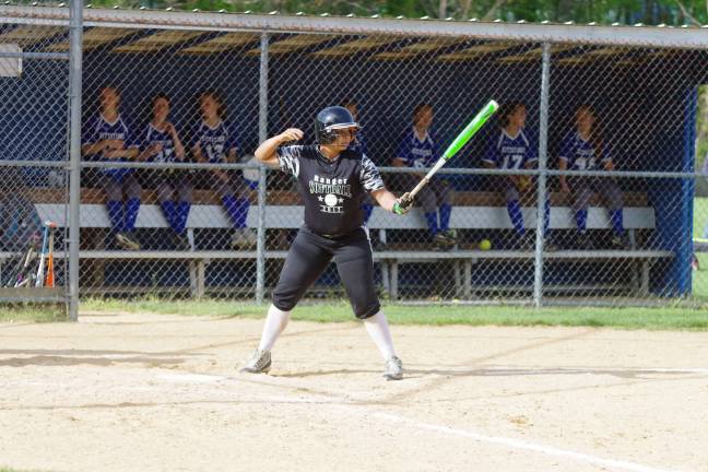 Wallkill Valley's Ariel Milligan at the plate. Milligan drove in one run with a single in the top of the sixth inning.