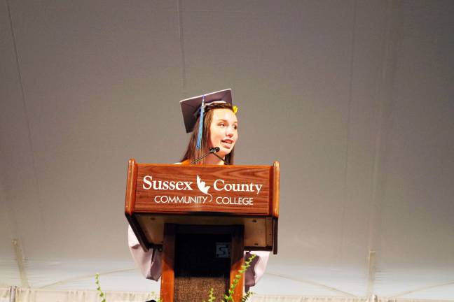 Hats off to SCCC Class of 2017 Graduate and student spokesperson Amelia Macchietto (A.A. Liberal Arts) of Newton speaks at the commencement. Macchietto is the organizer of the school's newly opened Horton Food Pantry.