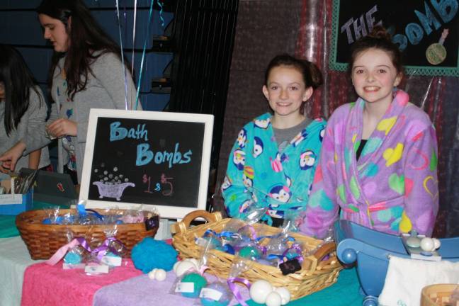 Young entrepreneurs show their stuff Kylie O’Neil and Luci Wicker of The at Sparta Middle School’s Treps Marketplace.