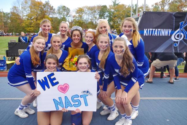 The 2019 Kittatinny Regional High School homecoming queen and cheerleader, Anastasia Ravidis wears her crown proudly while surrounded by her fellow cheerleaders. Nast is the nickname for Anastasia Ravidis.