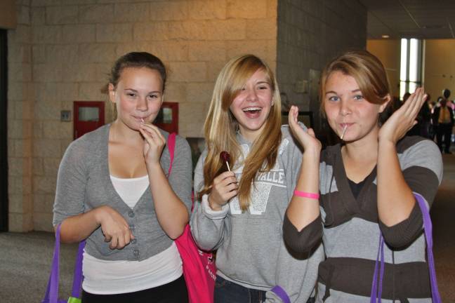Girls, girls and more girls Kali Wright, Angela Perez and Molly Cheevers of Hardyston take a lollypop break.