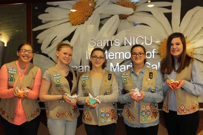 Girl scouts create 'Hearts of Hope' Troop 418 scouts, from left, Theresa Jennings, Jess McThomas, Gabby Dan, Sophia Dan and Kaylin Botha