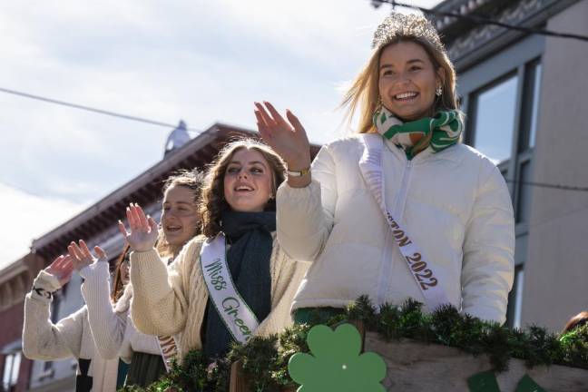 Emily Carey, Miss Hardyston, stands at right, with other pageant winners, including Miss Green (Township), Kassandra Mull, next to her.