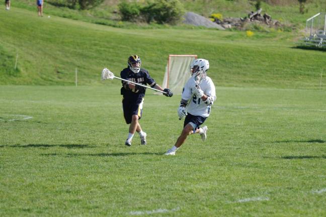 Sparta boys top DVRHS in lacrosse in semis, win championship Delaware Valley's Ryan Matthews covers Sparta's Owen Mead. Mead scored three goals.