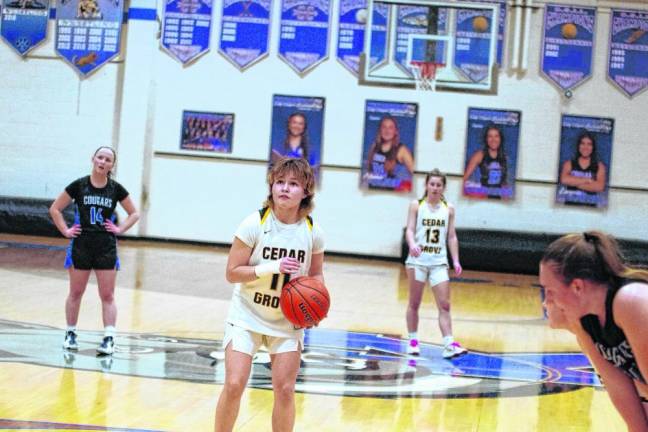 Cedar Grove's Jillian Blanchfield prepares a free throw. She scored 15 points.