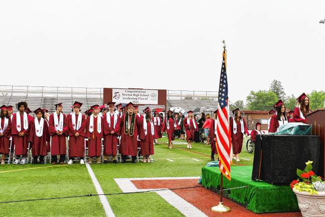 Photos: Newton High School graduation Members of the Newton High School Class of 2025 stand during graduation Monday, June 16. (Photo by Maria Kovic)