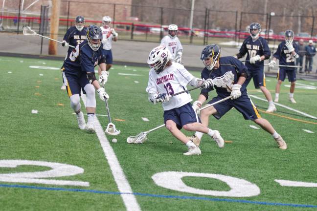 Lenape Valley falls in boys lacrosse Players scramble for the ball.