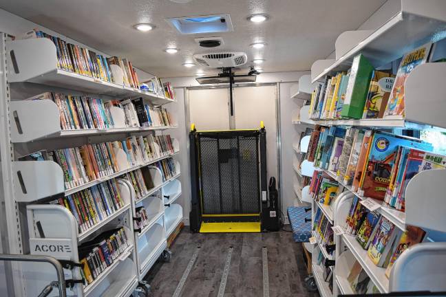 New mobile library launched <b>DOT4 Inside the new mobile library.</b>