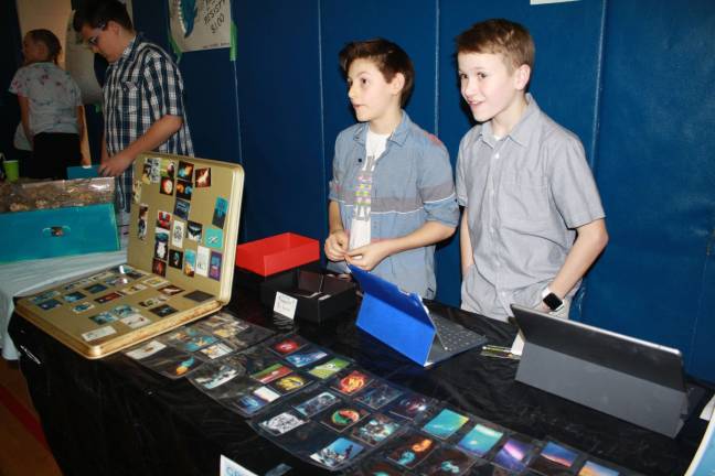 Young entrepreneurs show their stuff Crystal Prints from sixth graders Aiden Hassloch and Ownen Mahoney.