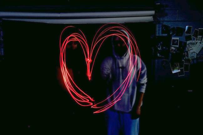 Wallkill Valley photography students learn to paint with light “Heart” was created by Maia Songer and Megan Nolan