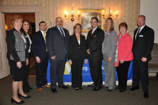 Valley National Bank sponsors Sussex County Chamber of Commerce breakfast From left, Emily Wilson (Valley), Martha Paravati (Valley), Tom Mikolay (Valley), John Siberio (Valley), Tammie Horsfield, President, Sussex County Chamber of Commerce, Steven Vitale (Valley), Margaret Kranz (Valley), Ellen Scardena (Valley) and Richard Kamber (Valley).