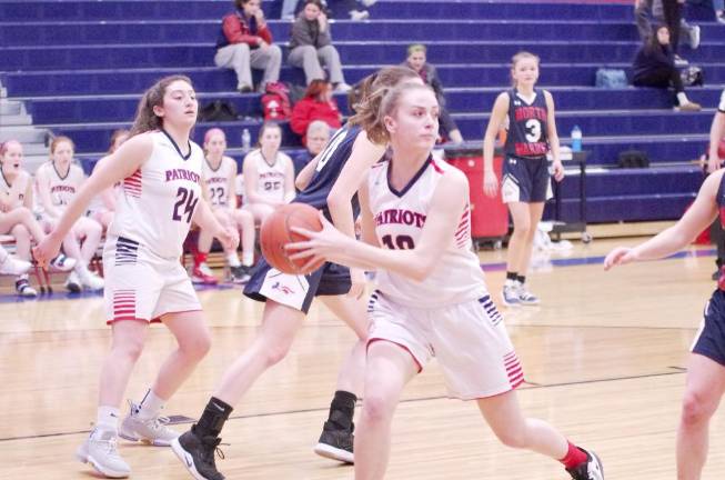 Lenape Valley's Hayley O'Toole holds the ball in the first half. O'Toole grabbed 5 rebounds.