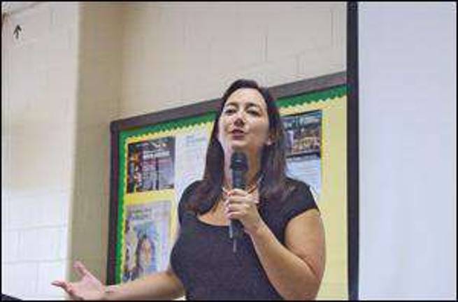 Erin Gruwell speaks to teachers on opening day Erin Gruwell speaks to teachers on opening day