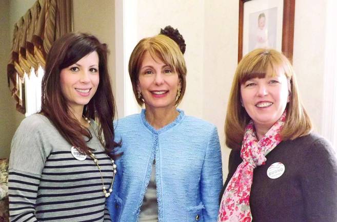 From left, Jamie Lombardi of Lafayette, State Senator Barbara Buono,and Leslie Meyer Huhn.