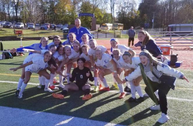 The Kittatinny Varsity Soccer team after their quarter-final win over Kinnelon.