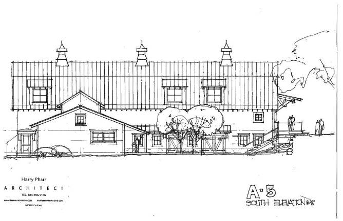 The architect's rendering of plans for the old Rickey Farm