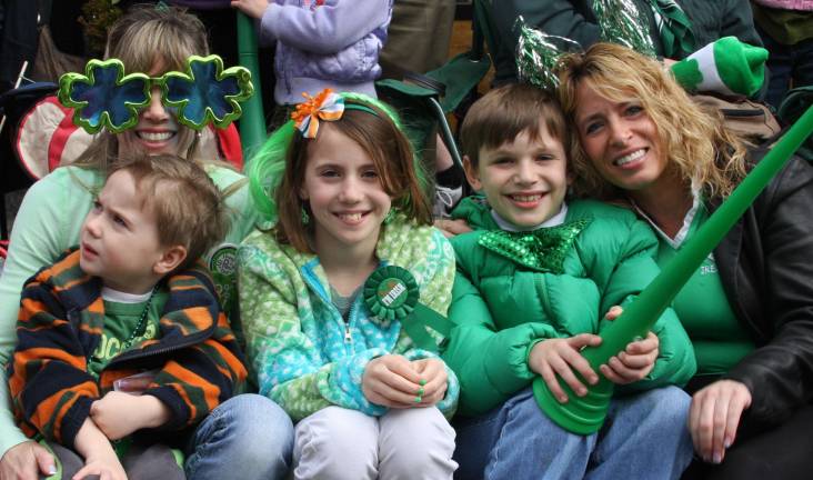 Irish pride Chris, Mason, Natalie, Brett and Erin from Hampton and Sandyston used this part of the sidewalk to watch the St. Patrick's Day parade on March 17.