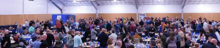 The Richards Building at the Sussex County Fairgrounds is packed wall-to-wall with supporters of retired Byram Township Police Officer Todd Duffy, at a dinner held to raise money for Duffy as he battles ALS.