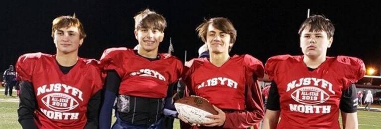 Sparta Youth Football NJ Suburban Youth Football All Stars: Christian Rodriguez, Declan Monaghan, Branon Cabrera, and Joshua Brancy