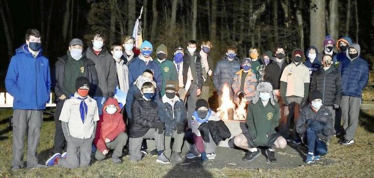 Sparta Scout Troop’s mulch drive helps local causes Sparta Troop 150 Scouts pose in front of their self-constructed Outdoor Education Center and Amphitheater at Sparta United Methodist Church (Photo provided)
