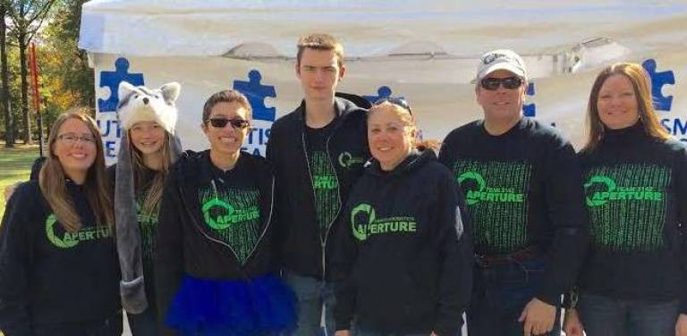 Robotics team walks to support autism Newton High School Robotics Team 3142 Aperture; Caitlin Bailey, Amanda Groschadl, Liam Oakes, Micheal Groschadl, Darleen Nelson, James Hofmann and Donna Groschadl.