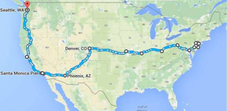 Byram man to cycle across US to raise funds for cancer victim Johannessen's planned route.
