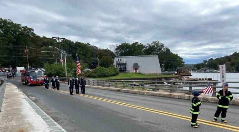 The Hardyston Township Volunteer Fire Department takes part in the parade.