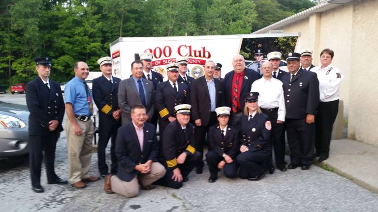 200 Club of Sussex County honors first responders Front Row, left to right, Trustee John Drake, Ex-Chief Eric Danielson, Chief Jessica Casella, FF Debbie Danielson. Back Row, left to right, Jim Holmes, Trustee Glen Vetrano, Ex-Chief Bill Gallagher, Trustee Pat Aramini, Chief Greg Martin, Ex-Chief Dan Crater, Chief Joe Steinwand, 200 Club President Tony Torre, Ex-Chief John Hoag, Trustee Skip Danielson, EMT Bill Keller, Chief Brian Stang, FF Lou Casella, Ex-Chief Rick Melfi and EMT Ex-Chief Debbie Reidmiller.