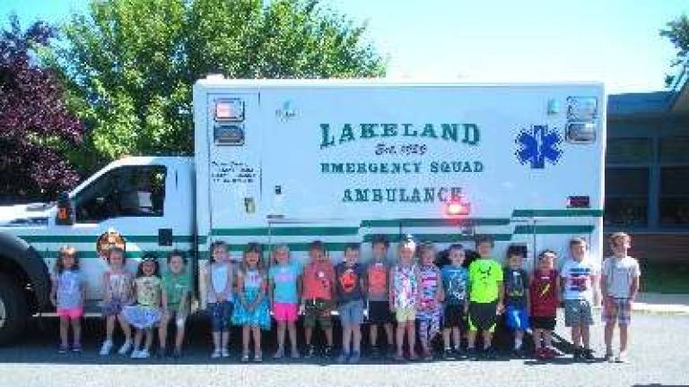 Incoming Florence M. Burd kindergartners got a close-up look at an ambulance from Lakeland Emergency Squad on the first day of Safety Town, the school's annual program designed to teach the children about safety, community helpers, and school procedures.