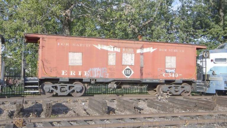 Caboose No. C340 will be restored to Erie red (Photo by Rudy Garbely)
