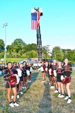 Members of Newton Braves Youth Cheerleading pose at the 2025 Pep Rally on Thursday, Aug. 28. (Photos by Maria Kovic)