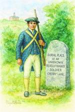 <b>An illustration of Sussex County’s unknown soldier along Cherry Lane in Hampton, with a view of the courthouse behind it.</b>