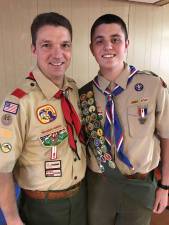 From left, Eagle Scout Russ Raffay with his Eagle Scout son, Brendan Raffay
