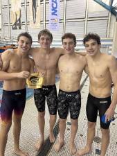 From left are Hunter Gallo of Newton, John Postma of Branchville, Darren Rockwell of Hamburg and Danhy Westervelt of Sparta. They are members of the Sussex County YMCA Swordfish swim team, which has qualified for the national meet. (Photos provided)