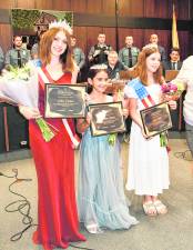 From left, Miss Byram Keira Graham, Young Miss Byram Giovanna Dattoli and Young Miss Byram Lucy Smith pose for a photo.