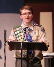 Nate Gile addresses attendees at his Eagle Court of Honor