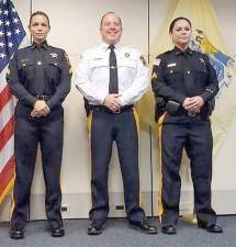 From left: Correctional Police Officer Corporal Jamie Caravaggio, Sussex County Sheriff Michael F. Strada, and Correctional Police Officer Corporal Jennifer Van Der Wende (Photo provided)