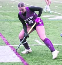 Newton's Emma Trout controls the ball.