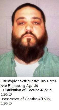Christopher Setteducato, 30, of Hopatcong, was charged on two different dates with possession and distrubution of cocaine. Photo provided by Hopatcong police.