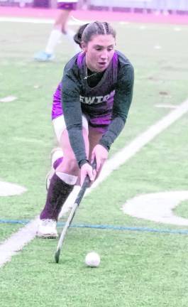 Newton's Kaitlyn Harding controls the ball. Harding scored 1 goal.