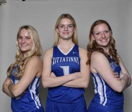 From left are Kittatinny Regional High School girls lacrosse team captains Alexa Shotwell, Molly Riva and Maddie Haug. (Photo provided)
