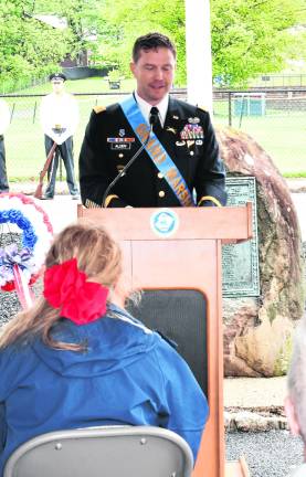 Major Cyle Alden, a native of Summerville speaks during the ceremony.