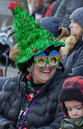 Nancy Mettler of Andover Township looks very festive as she waits for the parade to start.