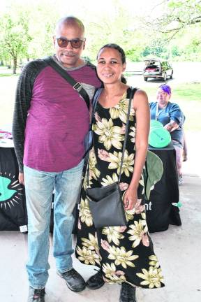 <b>Khalis Ward and Luz Crespo, both of Newton, pose for a photo.</b>